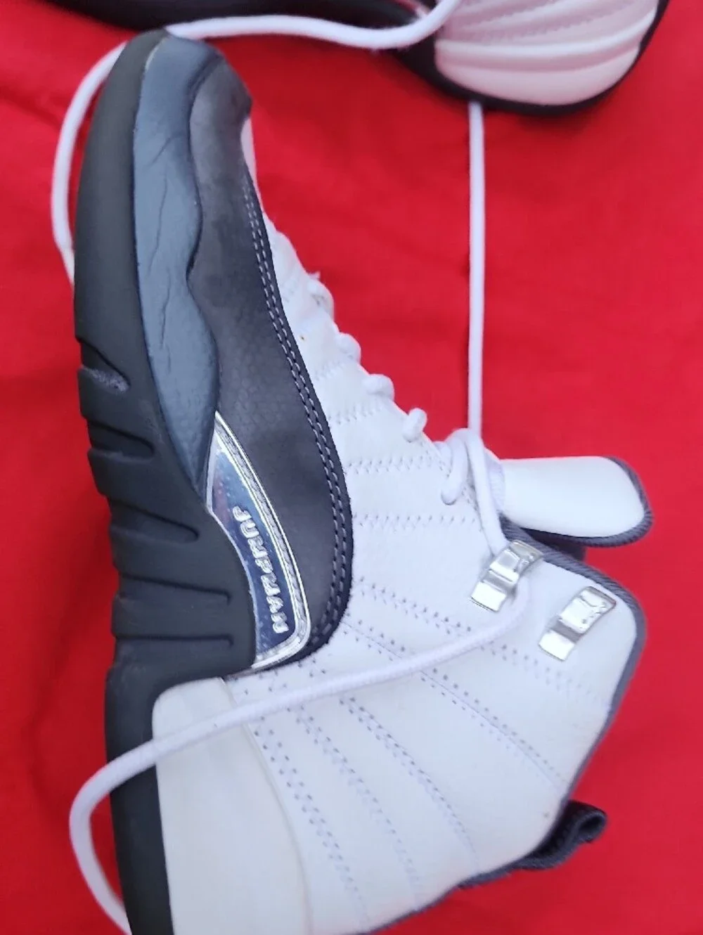 Jordan Kids White and Gray High-Top Sneakers with Red Jumpman